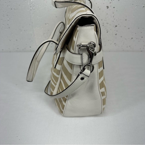 Coach Taylor Zebra Print Marlin Flap Satchel Shoulder Bag - Picture 4 of 15